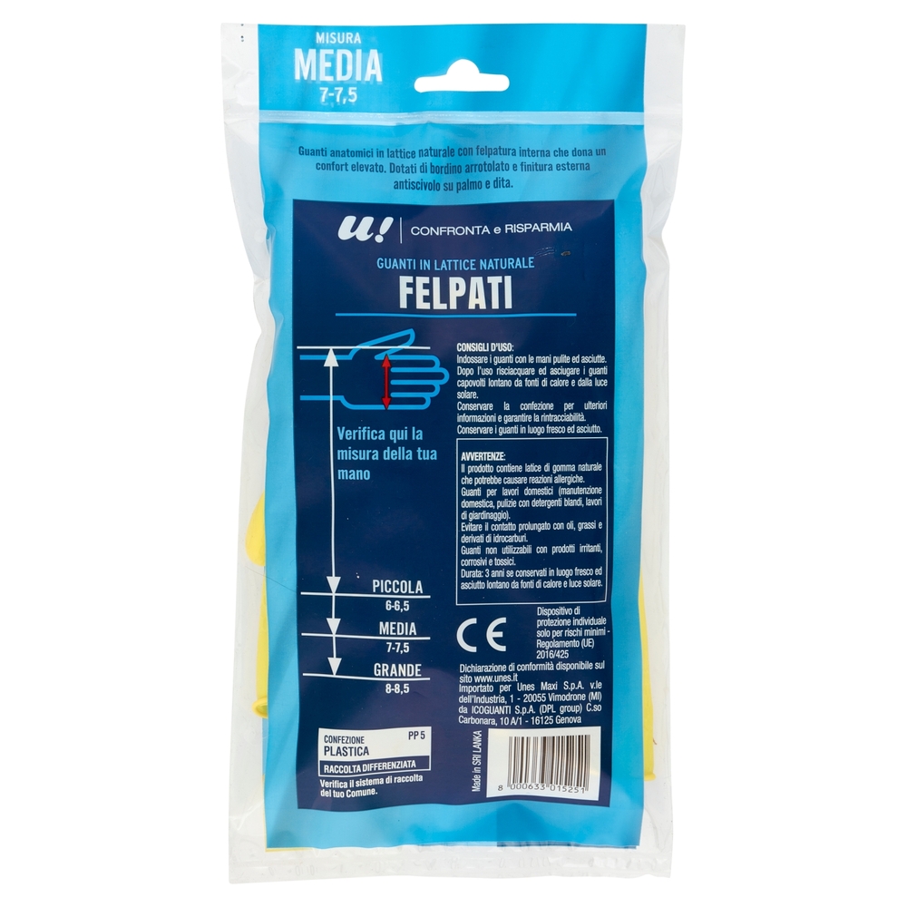 Guanti Felpati in Lattice Naturale 1 Paio Misura Media U! Confronta e Risparmia